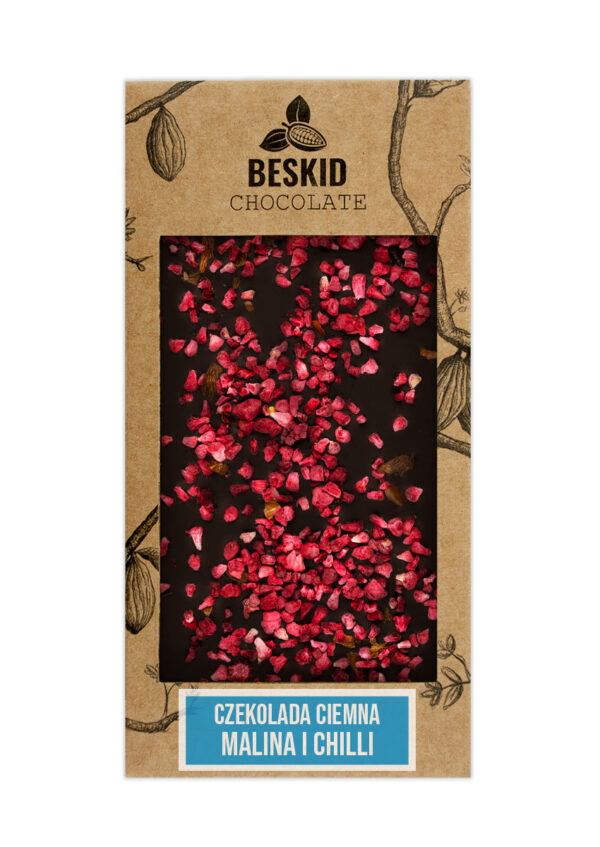 Dark chocolate with raspberry and chilli