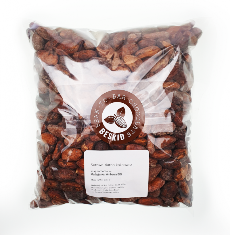 Surowe ziarna kakaowca Madagaskar Ambanja BIO 1 kg