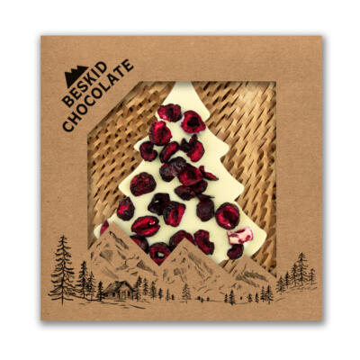Choinka z czekolady białej z wiśniami 100g