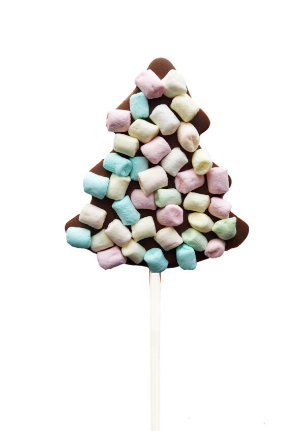 Lizak choinka z czekolady mlecznej z piankami marshmallow 30g