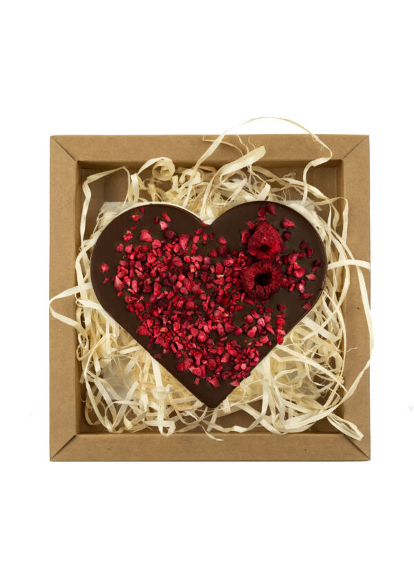 Serce z czekolady mlecznej z malinami 100g