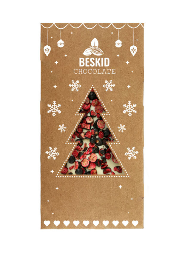 Czekolada świąteczna biała z czarną porzeczką 100g