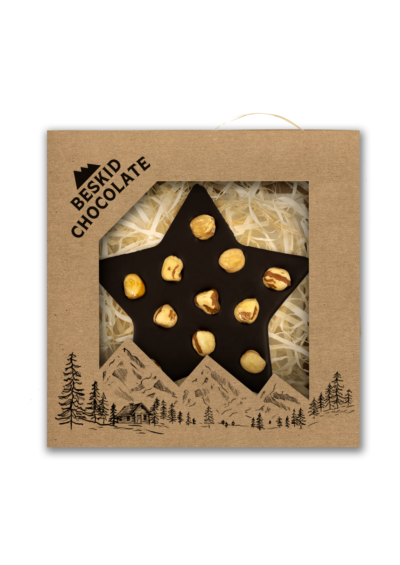 Gwiazda z czekolady ciemnej z orzechami laskowymi 100g