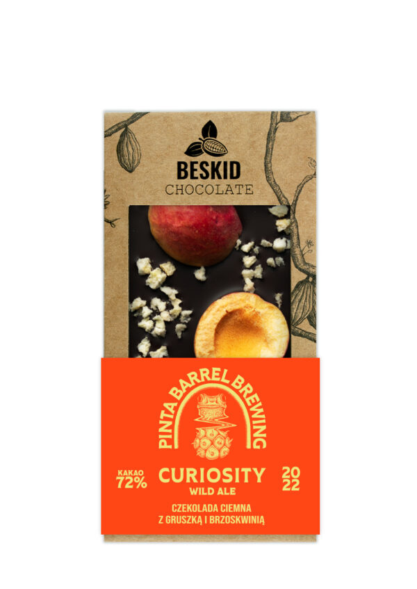 Czekolada Curiosity 72% gorzka z gruszką i brzoskwinią