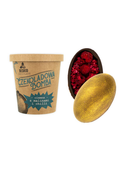 Czekoladowa Bomba JAJO ciemna z malinami i chili GOLD