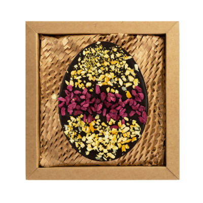 Jajko z czekolady gorzkiej z granatem i pomarańczą 100g