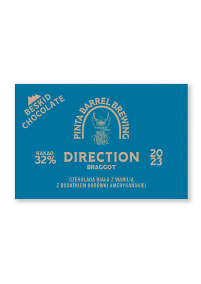 Czekolada Direction 32% biała z wanilią z dodatkiem borówki amerykańskiej