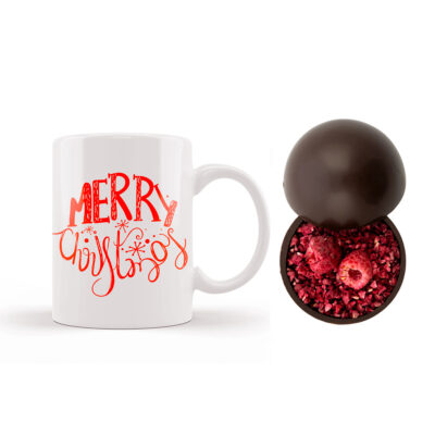 Czekoladowa Bomba ciemna z malinami i chili w świątecznym kubku