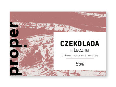 Milk chocolate 55% PROPER with coffee, coconut and vanilla