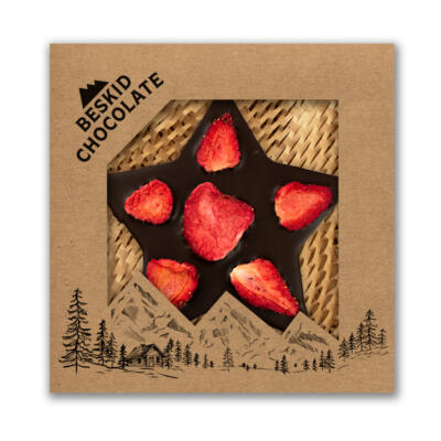 Gwiazda z czekolady gorzkiej z truskawkami