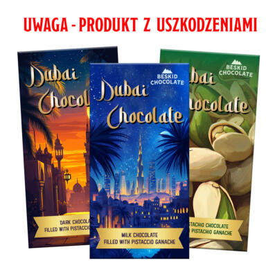Dubajska czekolada z pistacjami- produkt z uszkodzeniami