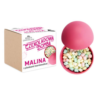Czekoladowa Bomba malinowa z piankami marshmallow